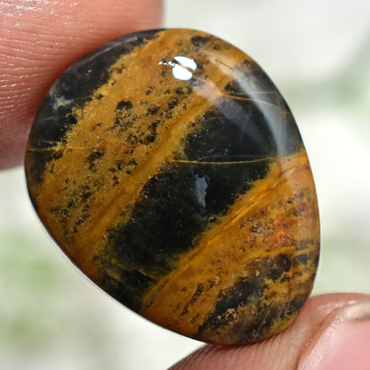 Natural Mango Jasper Cabochon, Smooth Polished Stone For Pendant (17x21x2mm,/14ct)