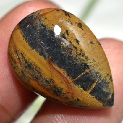 Pear Shape Mango Jasper Cabochon, Wholesale Natural Polished Stone For Pendant (16x24x2mm,/15ct)