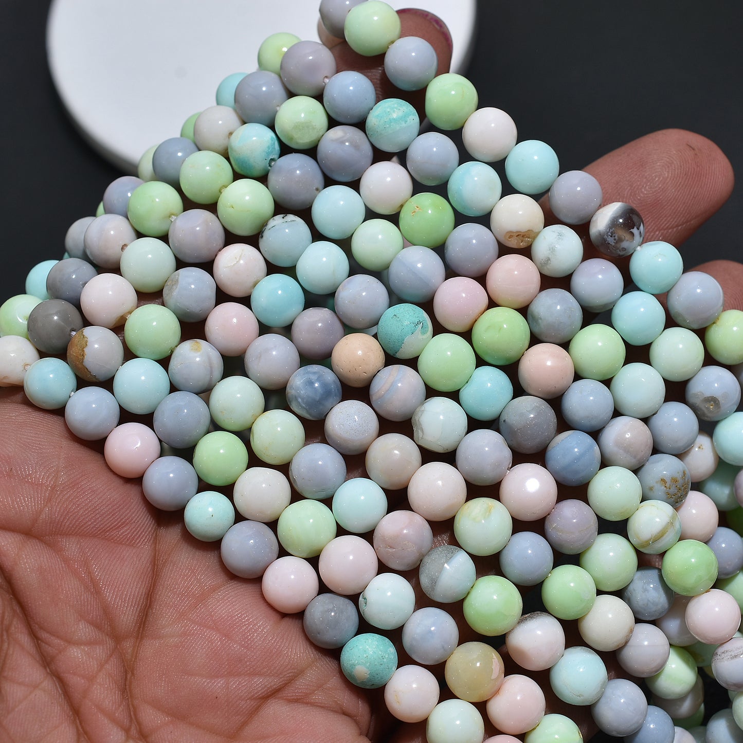 Pastel Opal Round Smooth Beads 16 Inch Strand Multicolor Gemstone Bead For Custom Necklace And Bracelets