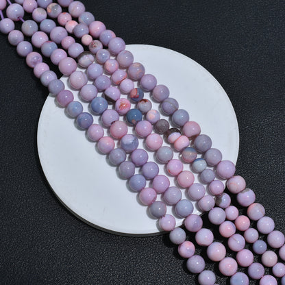 Beautiful Purple Shaded Round Opal Beads – Smooth Polished Gemstone Beads for Jewelry Making