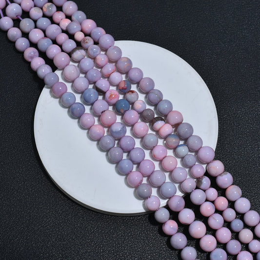Beautiful Purple Shaded Round Opal Beads – Smooth Polished Gemstone Beads for Jewelry Making