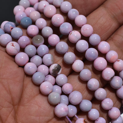 Beautiful Purple Shaded Round Opal Beads – Smooth Polished Gemstone Beads for Jewelry Making