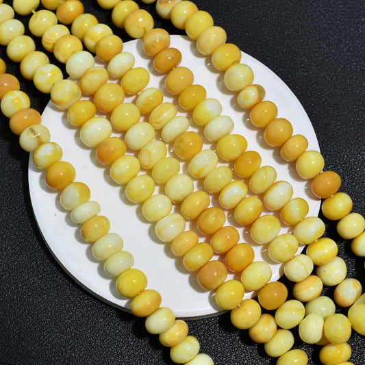 Natural Yellow Opal Rondelle Beads Strand – Smooth Polished Gemstone Beads for Jewelry Making