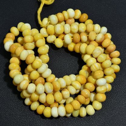 Natural Yellow Opal Rondelle Beads Strand – Smooth Polished Gemstone Beads for Jewelry Making