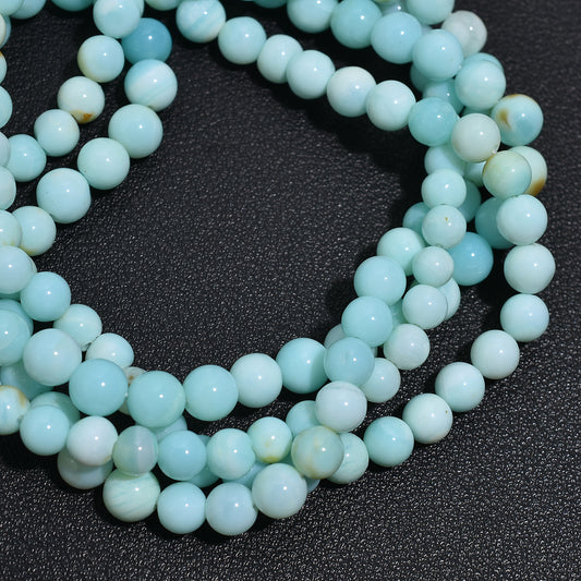 Natural Peru Sky Opal Round Beads 16 Inch Strand, Wholesale Smooth Gemstone Bead For Jewelry Designs.