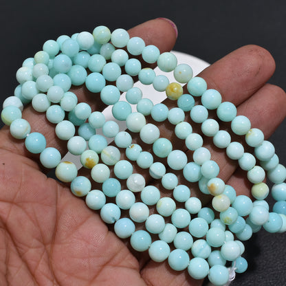 Natural Peru Sky Opal Round Beads 16 Inch Strand, Wholesale Smooth Gemstone Bead For Jewelry Designs.