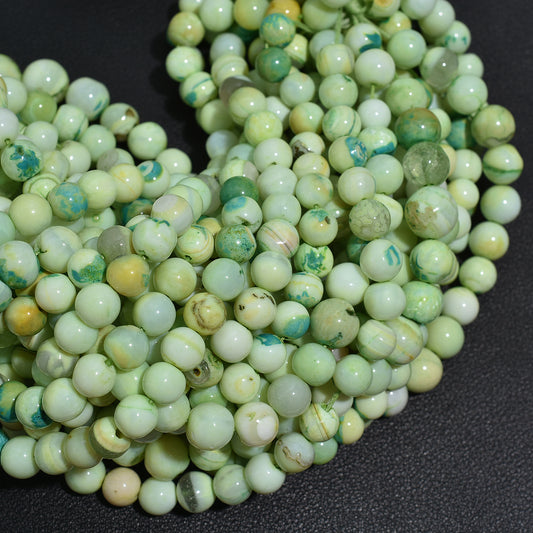 Natural Green Opal Beads - Smooth Round Shaded Gemstones Strands For Jewelry