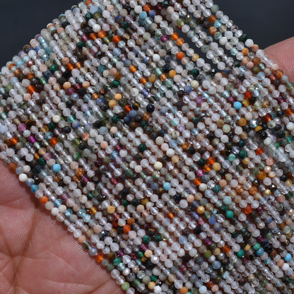 Multi Disco Faceted Crystal Beads – Micro Cut Gemstone Strand for Jewelry Making