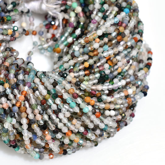 Multi Disco Faceted Crystal Beads – Micro Cut Gemstone Strand for Jewelry Making