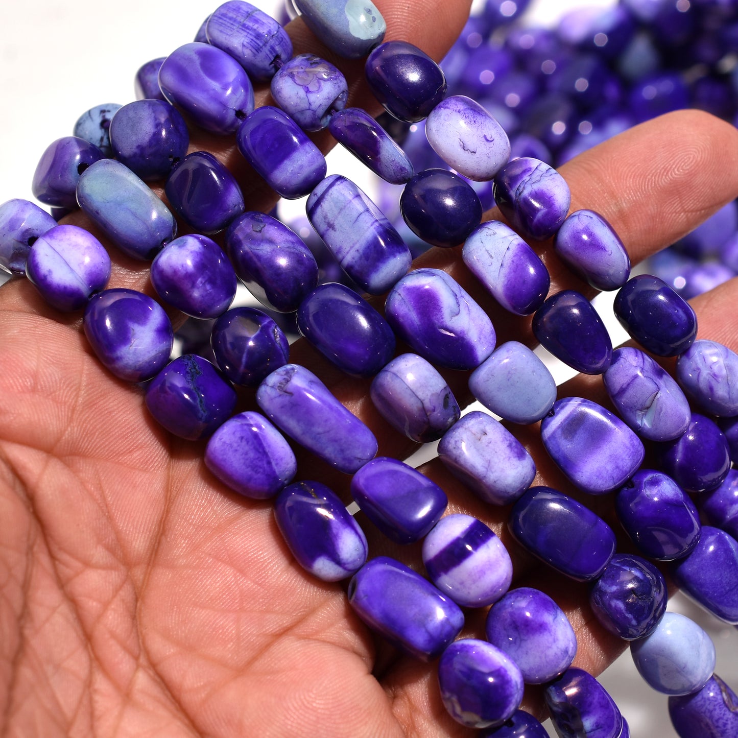 Purple Opal Nuggets Smooth Beads – 13 Inch Strand Wholesale Gemstone Beads For Jewelry Crafts