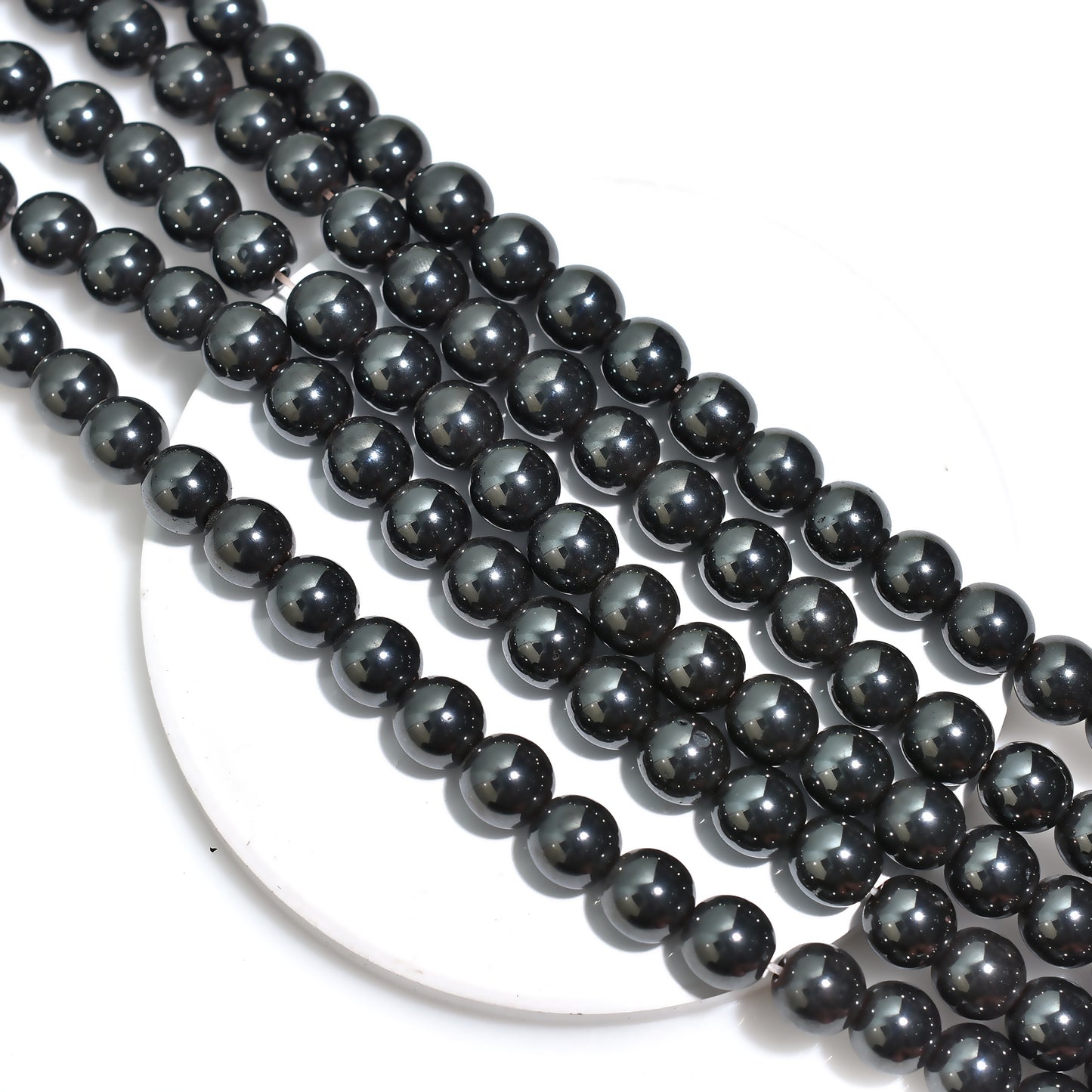 High Polish Finished Gunmetal Round Beads – Metallic Spacer Stone Strand for Jewelry Making,