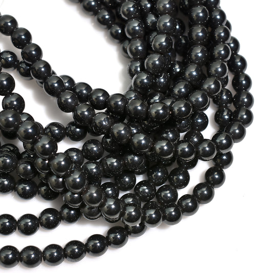 High Polish Finished Gunmetal Round Beads – Metallic Spacer Stone Strand for Jewelry Making,