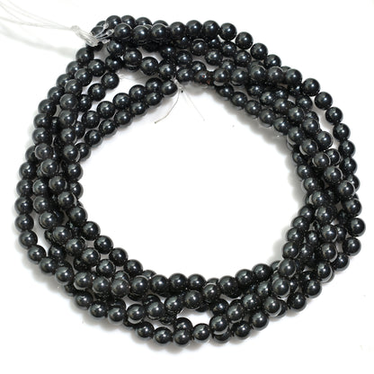 High Polish Finished Gunmetal Round Beads – Metallic Spacer Stone Strand for Jewelry Making,