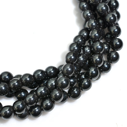 High Polish Finished Gunmetal Round Beads – Metallic Spacer Stone Strand for Jewelry Making,