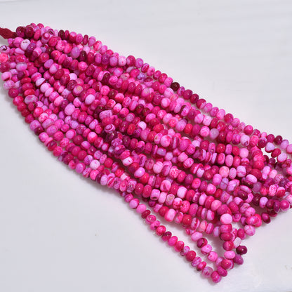Fuchsia Pink Opal Rondelle Smooth Beads 16 Inch Strand, Wholesale Polished Gemstone Beads For DIY Accessories