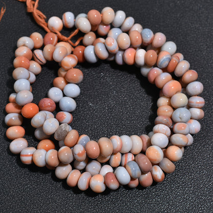 Unique Light Orange & Sky Opal Beads - Beautiful Combination Gemstone Strand For DIY Jwelery