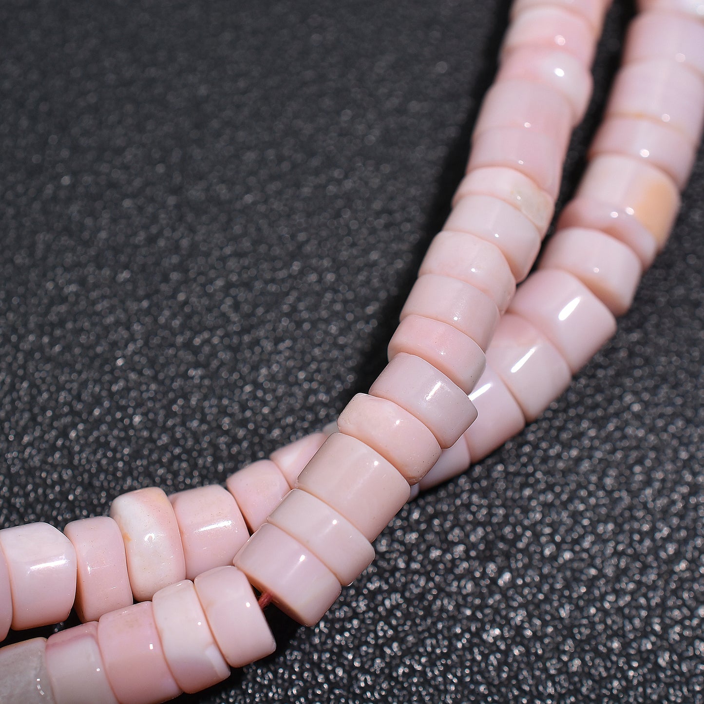Soft Pink Opal Heishi Beads – Tyre Shape Tiny Gemstone Strand for Jewelry Making