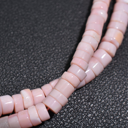 Soft Pink Opal Heishi Beads – Tyre Shape Tiny Gemstone Strand for Jewelry Making