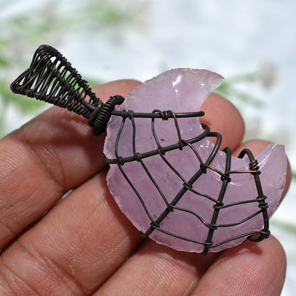 Spider Web!! Wire Wrapped Rose Quartz- Natural Wholesale Gemstone Jewellery(22x50x5mm,/50ct)
