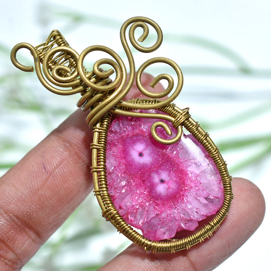 Bold Solar Quartz Pendant – Wire Wrapped Statement Gemstone Jewelry(30x55x10mm,/92ct)