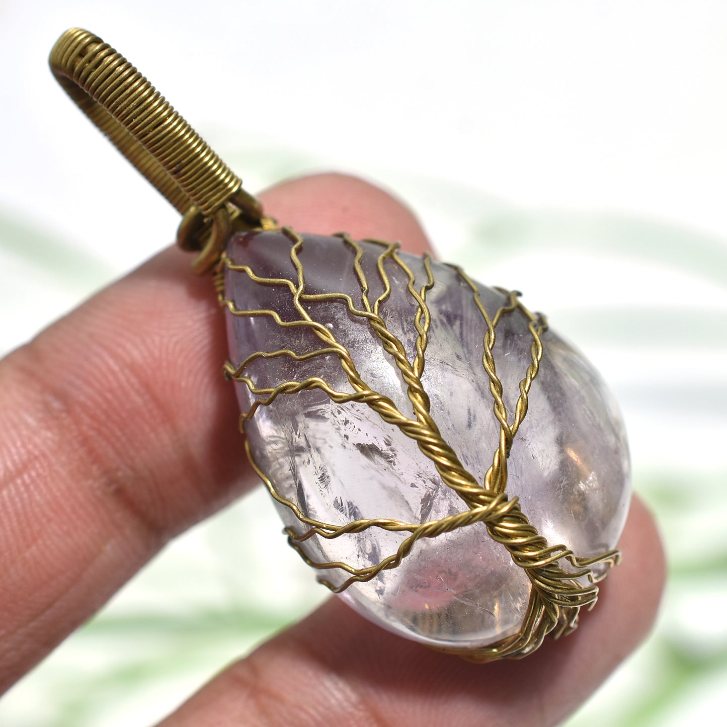 Awesome Rose Quartz Wire Wrapped Tree Pendant – Handmade Stone Jewellery