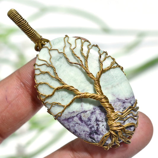 Wholesale Kammererite GemstoneTree of Life Pendant – Handcrafted Golden Wire Wrapped Jewelry 86ct