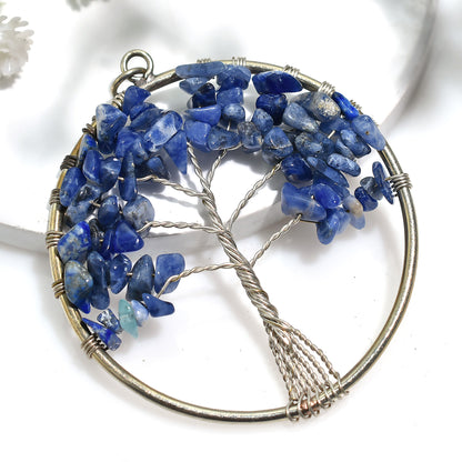 Unique Artisan Sodalite Gemstone Pendant – Silver Wire Wrapped Crystal Necklace41x50x5mm,/34ct