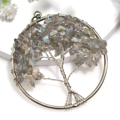 Elegant Labradorite Pendant – Handmade Statement Stone Jewelry for Healing(41x50x5mm,/42ct)