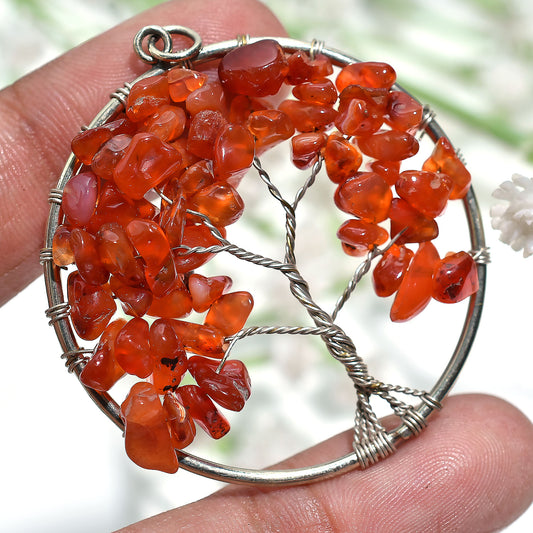 Natural Raw Orange Agate Pendant – Artisan Handmade Tiny Stone Necklace(43x49x5mm,/55ct)