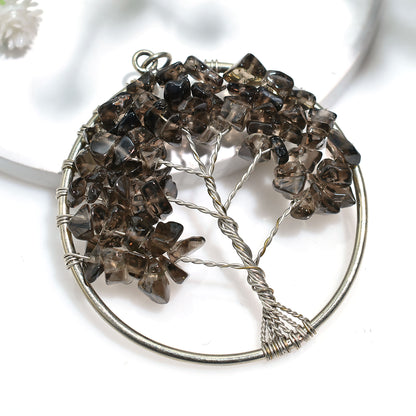 Raw Smoky Quartz Pendant – Handmade Gemstone Necklace for Energy Protection(43x50x5mm,/45ct)