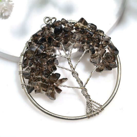 Raw Smoky Quartz Pendant – Handmade Gemstone Necklace for Energy Protection(43x50x5mm,/45ct)
