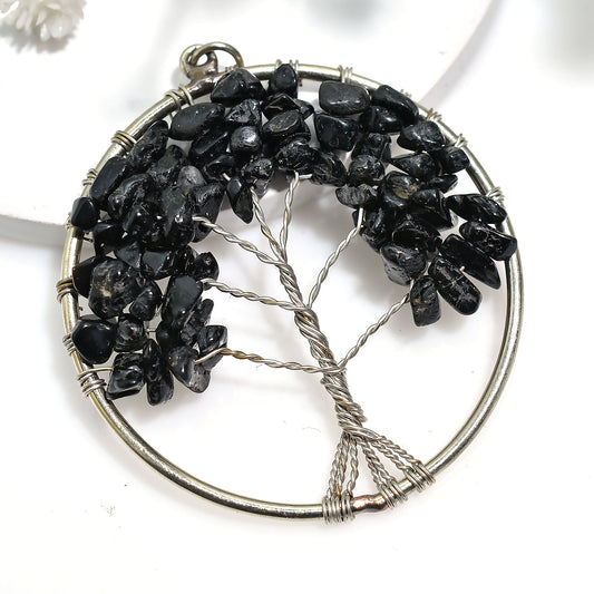 Deep Black Obsidian Chakra Pendant – Handmade Stone Chakra Jewelry (40x50x5mm,/46ct)