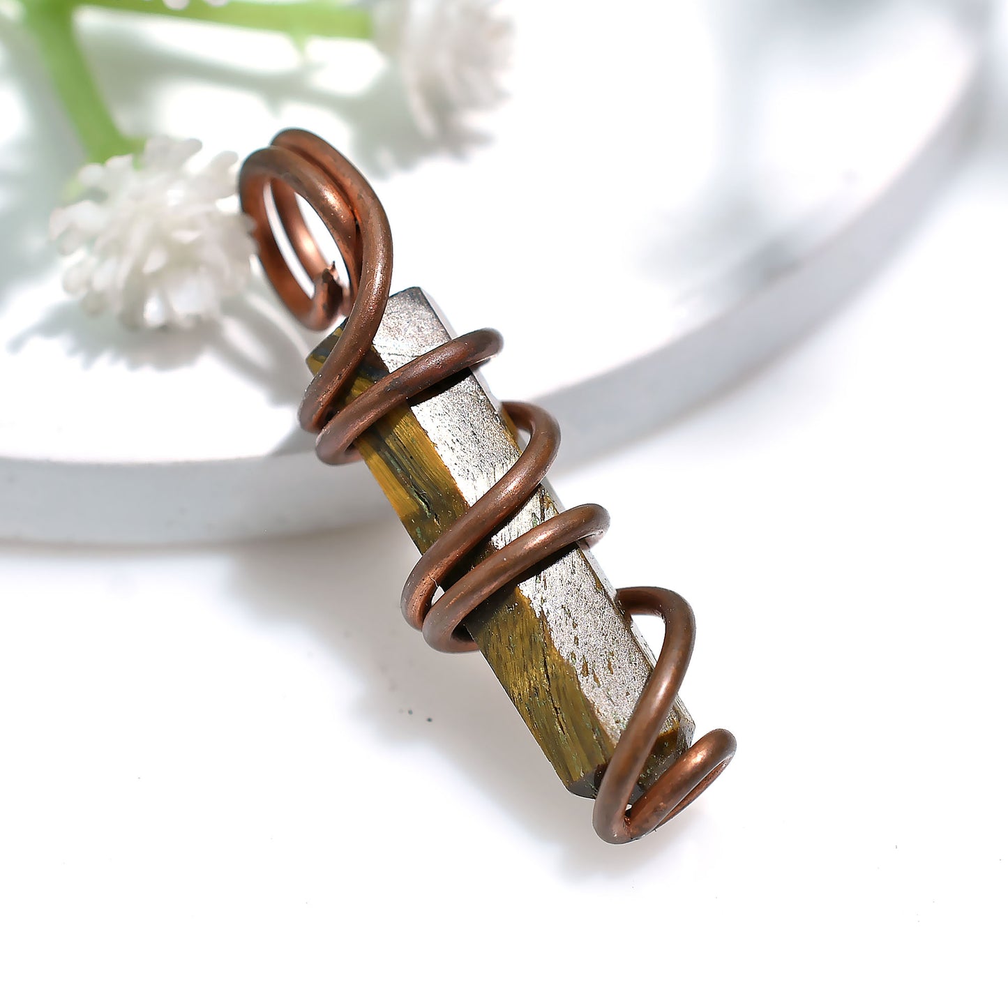 Handcrafted Copper Tiger Eye Necklace – Boho Healing Stone Jewelry 16ct