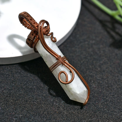 Mystical  Rainbow Moonstone Tower Pendant –  Wholesale Copper Wire Wrapped Energy Stone