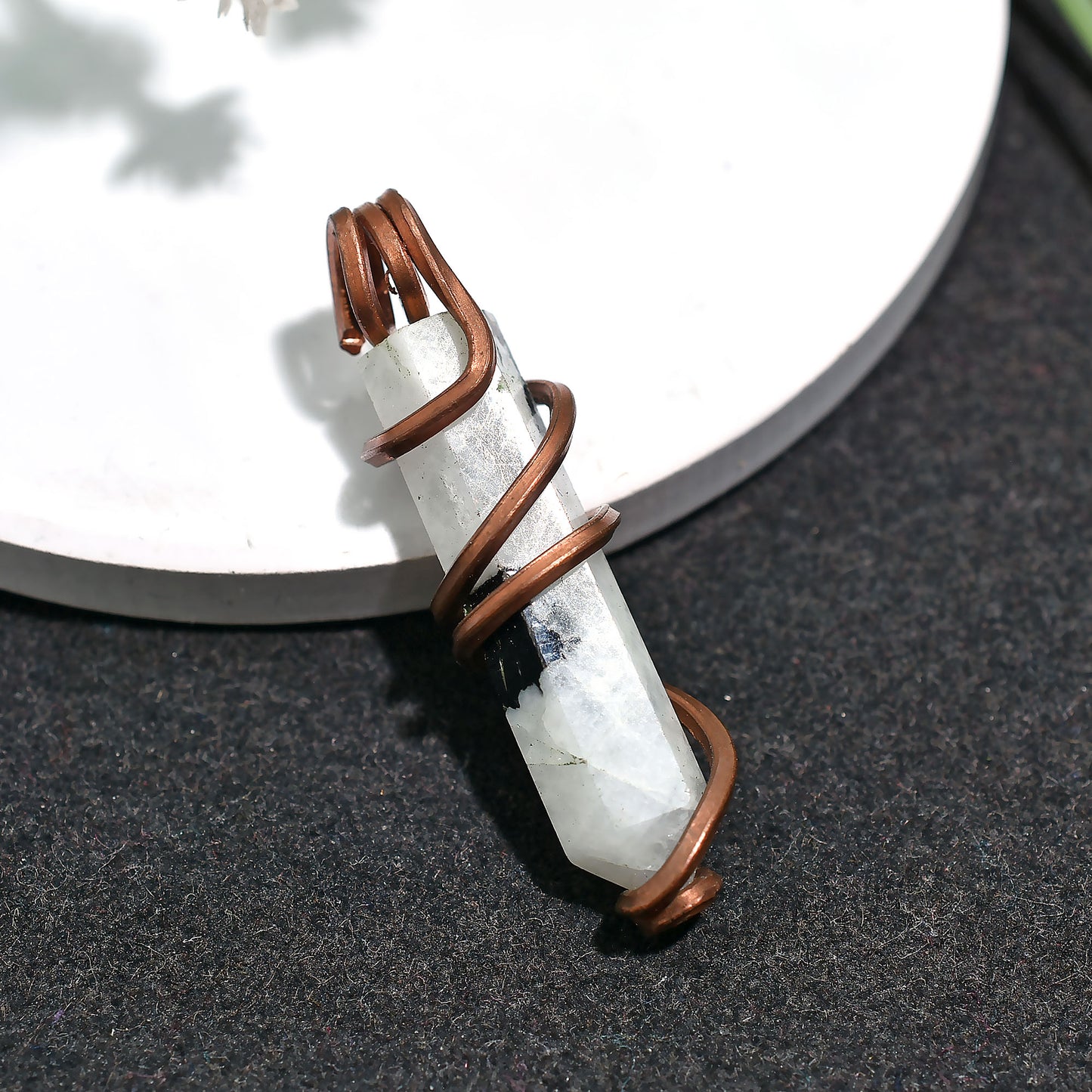 Elegant Copper Wrapped Rainbow Moonstone Tower Necklace – Wholesale Energy Balancing Crystal Pendant