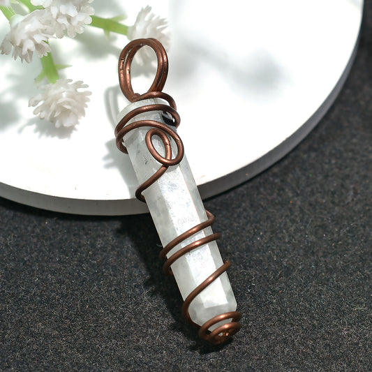 Unique Rainbow Moonstone Pendant - Wholesale  Handcrafted Healing Crystal Necklace 26ct