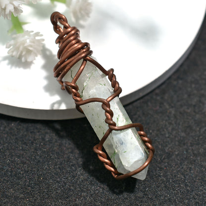Handcrafted Rainbow Moonstone Necklace - Wholesale Copper Wire Wrapped Gemstone 32ct