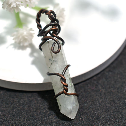 Handmade Rainbow Moonstone Jewelry - Wholesale Wire Wrapped Copper Crystal Pendant 22ct