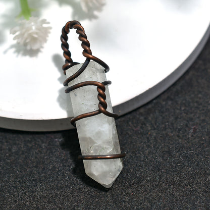 Bohemian  Rainbow Moonstone Pendant - Wholesale Oxidise Copper Wire Wrapped Jewelry 20ct