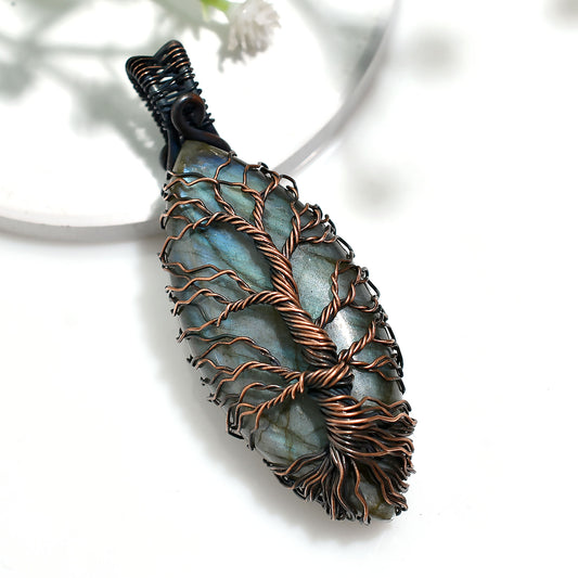 Handmade Labradorite Stone Pendants –  Wholesale Wire Wrapped Copper Necklaces