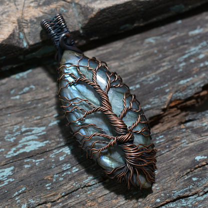 Handmade Labradorite Stone Pendants –  Wholesale Wire Wrapped Copper Necklaces