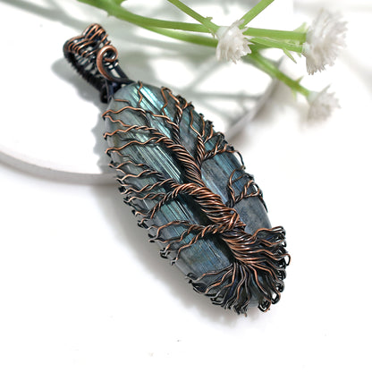 Natural Labradorite Necklace – Copper Wire Wrapped Gemstone Wholesale Jewelry