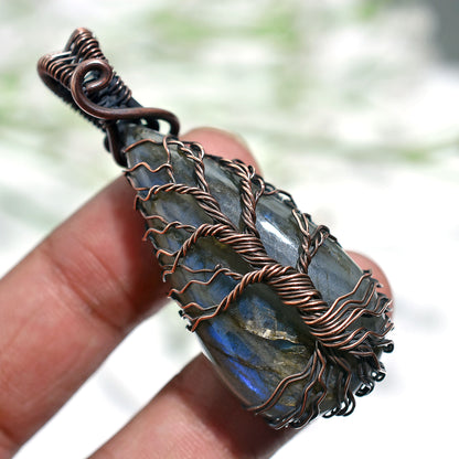 Celestial Labradorite Pendant –  Wholesale Gemstone Copper Jewelry(22x55x11mm,/94ct)