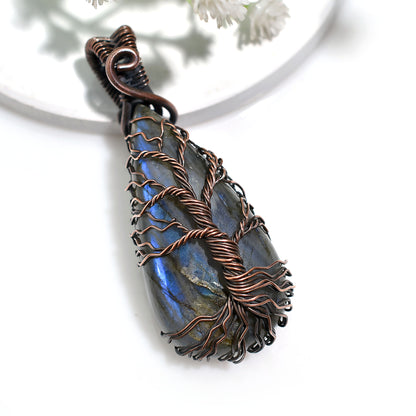 Celestial Labradorite Pendant –  Wholesale Gemstone Copper Jewelry(22x55x11mm,/94ct)