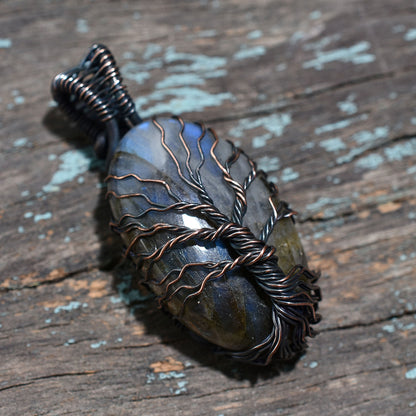 Wholesale Copper Labradorite Pendant – Mystical Wire Wrapped Gemstone