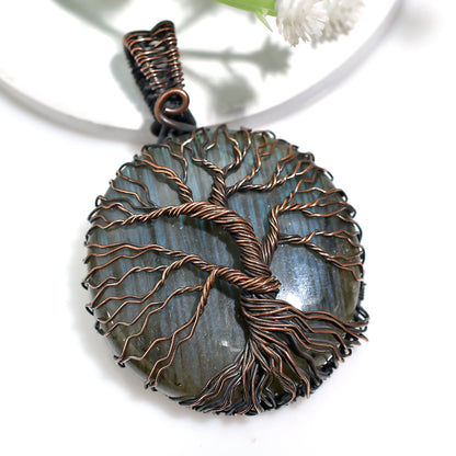Mystic Labradorite Stone Necklace – Wholesale Wire Wrapped Copper Pendant