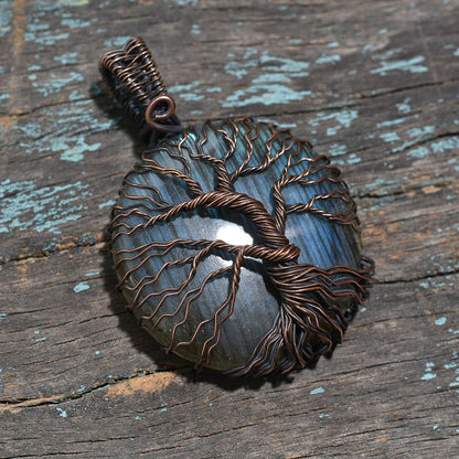 Mystic Labradorite Stone Necklace – Wholesale Wire Wrapped Copper Pendant