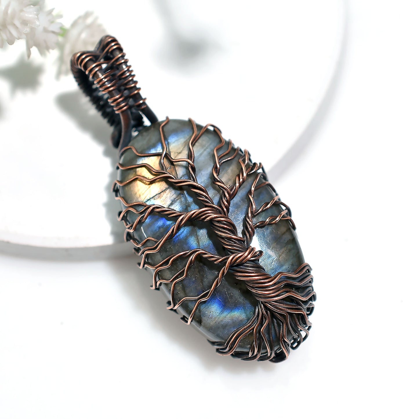 Handcrafted Flashy Labradorite Pendant – Wholesale Wire Wrapped Gemstone