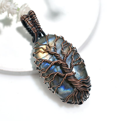 Handcrafted Flashy Labradorite Pendant – Wholesale Wire Wrapped Gemstone