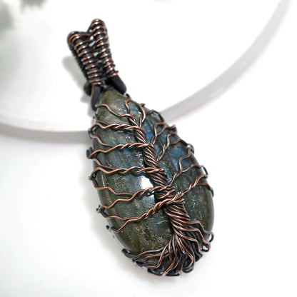 Celestial Labradorite Pendant – Copper Wire Wrapped Wholesale Gemstone Jewelry